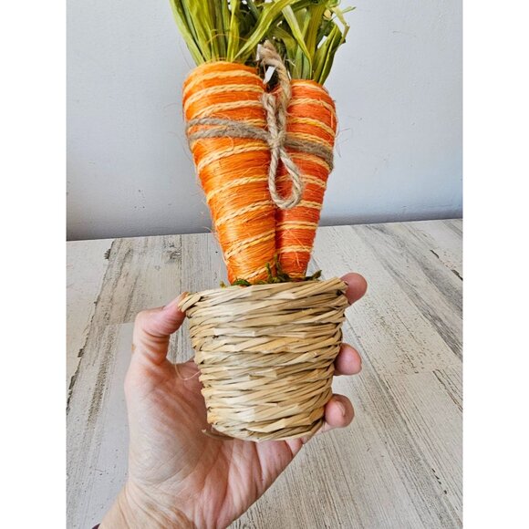 Sisal Carrot basket realistic life size spring Easter decor vegetable shabby chi - Picture 5 of 7